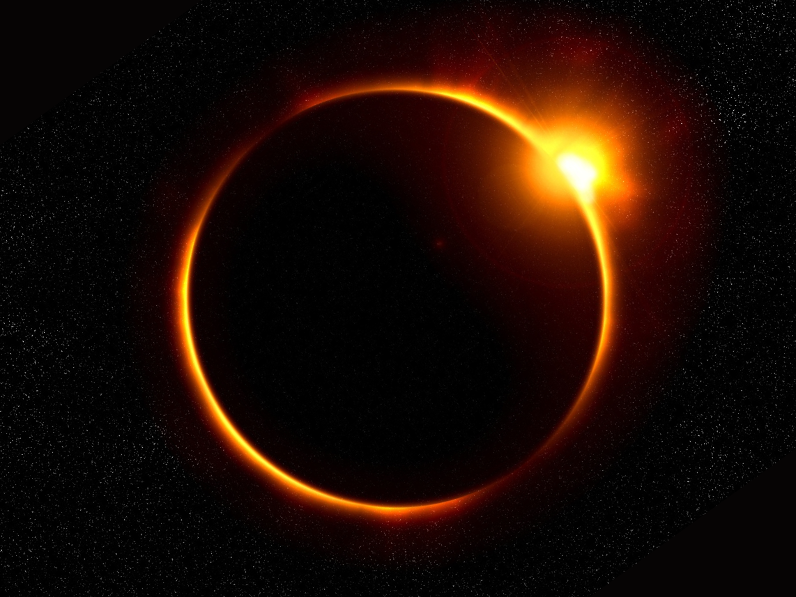 total solar eclipse in black space