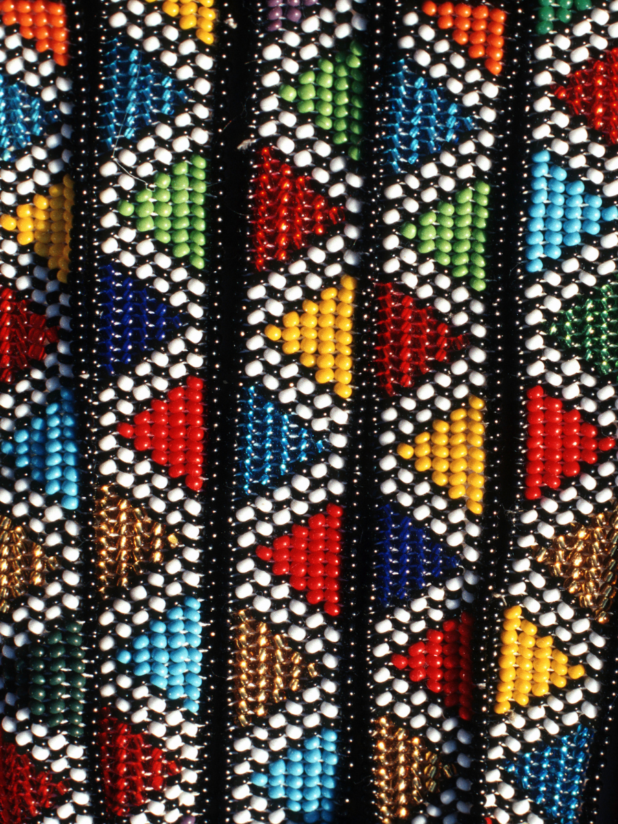 diamond-patterned beadwork