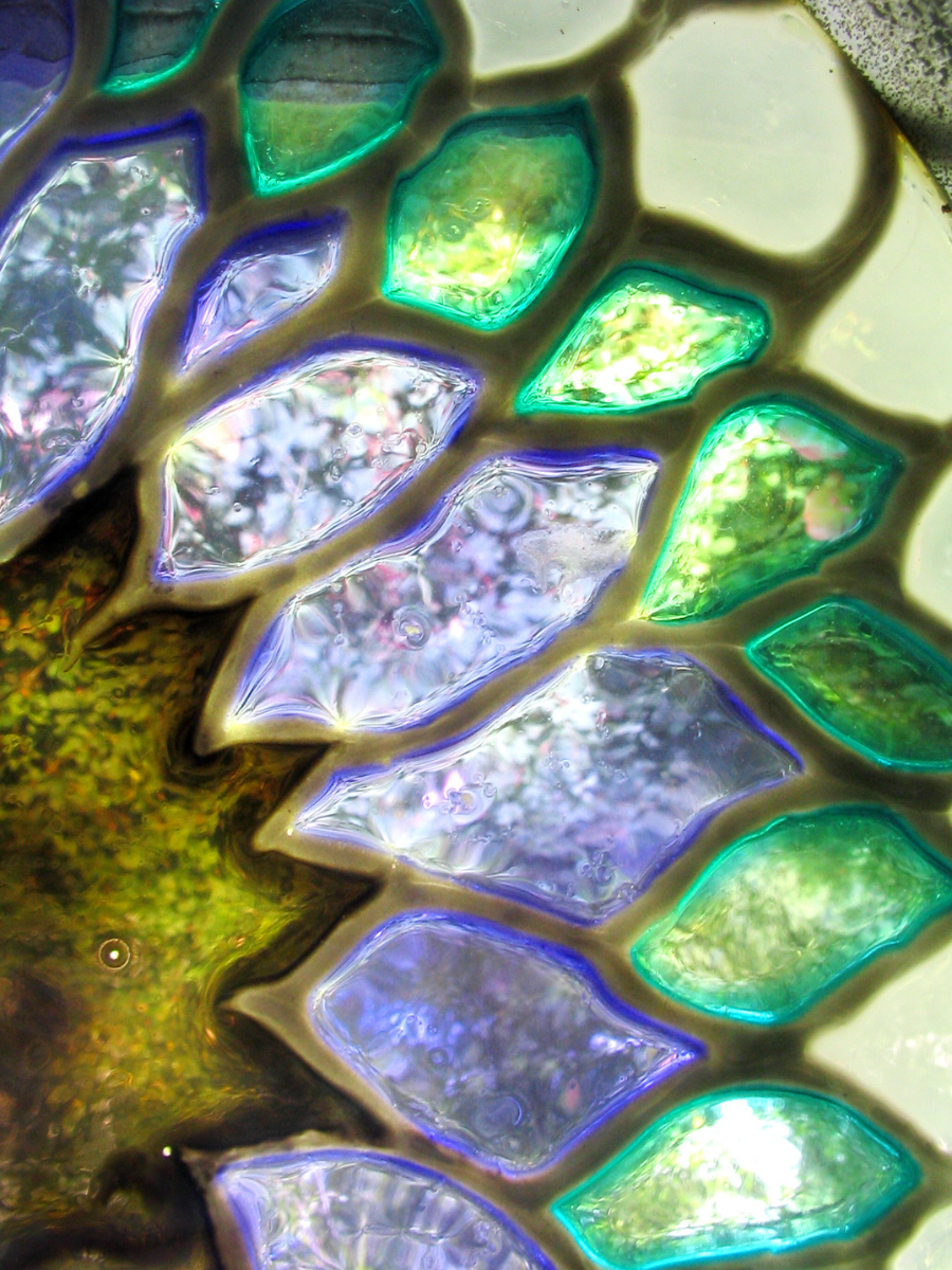 sunlight on colorful glass artwork