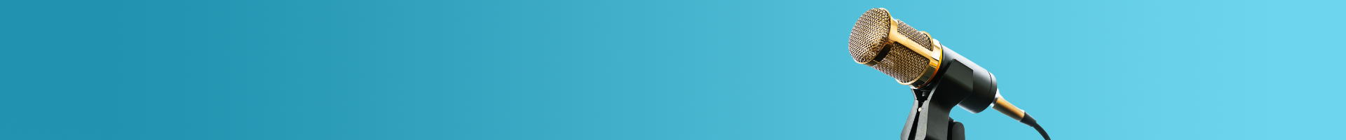 podcasting mic on blue gradient background